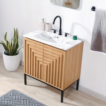 Rowan Geometric Modern Transitional 2-Shelf Bath Vanity Cabinet Only (Sink Basin Not Included)